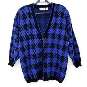 Vintage 90s Stefano Houndstooth Grandpa Cardigan